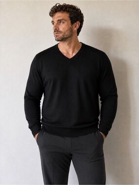 Kenneth Cole Sweater Black V-Neck Slim Fit
